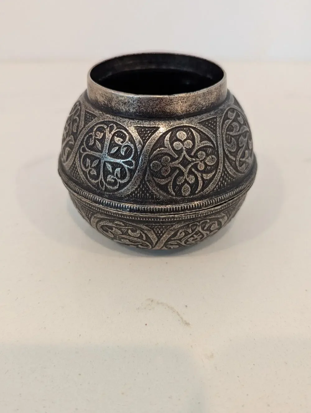 ACAR Turkish Coffee Grinder Bottom~metal~gothic~brutalist~flower vase